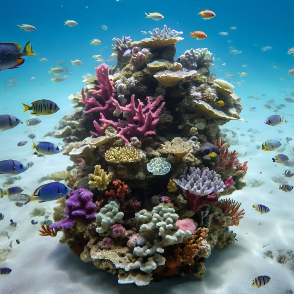 형형색색의 산호와 물고기로 가득한 인공 리프